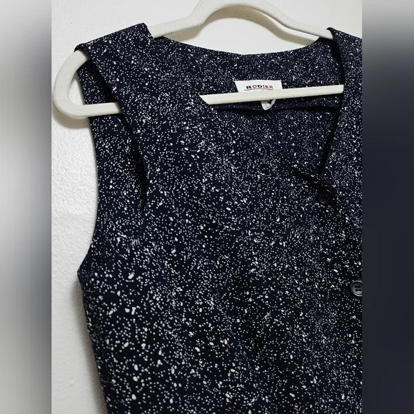 Rodier Blouse Button Up Navy Blue V-Neck Side Slits Sz L France - Picture 6 of 10